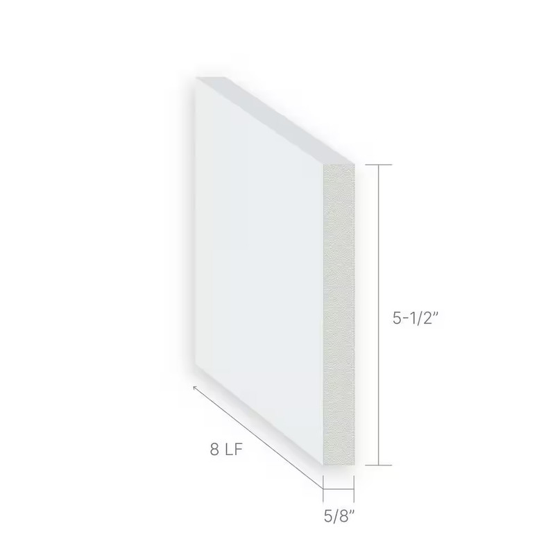 5-1/2 In. X 5/8 In. X 96 In. Baseboard White Prepainted Waterproof PVC Moulding gallery