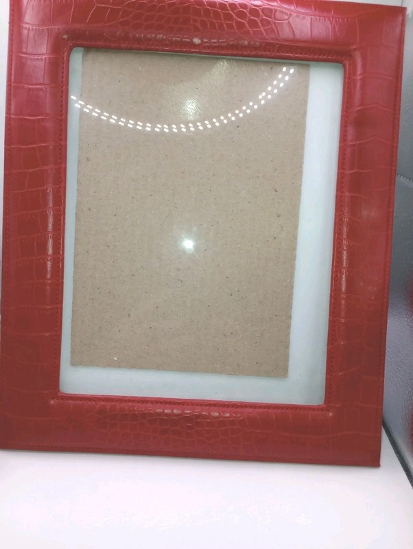 Six Trees Red Faux Crocodile Leather Picture Photo Frame Holds 8 x 10 in