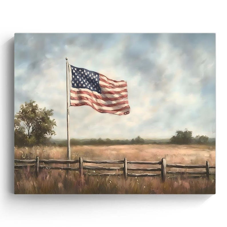 American Flag Canvas Print: Rustic Farmhouse Patriotic Wall Art for Bedroom gallery