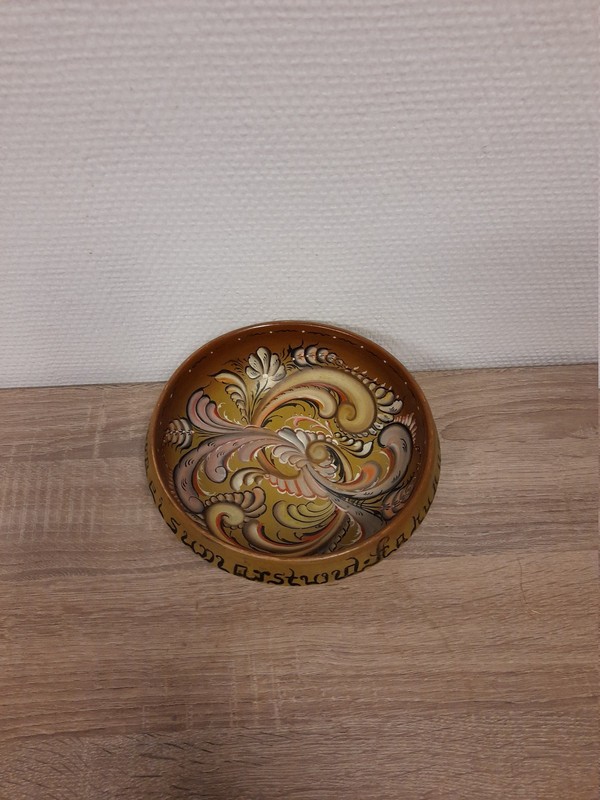 Norwegian rosemaling, Vintage ale bowl rosemalt, Rosemalt bowl folkart, Rose