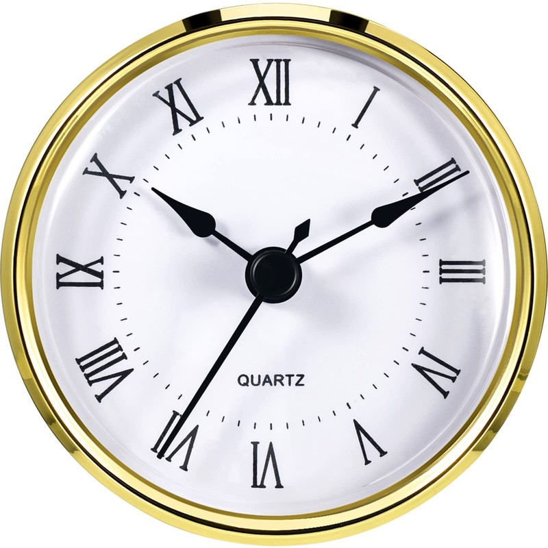 round Clock Insert 3-1/8 Inch (80 Mm) Quartz Movement Roman Numeral Gold Trim (G