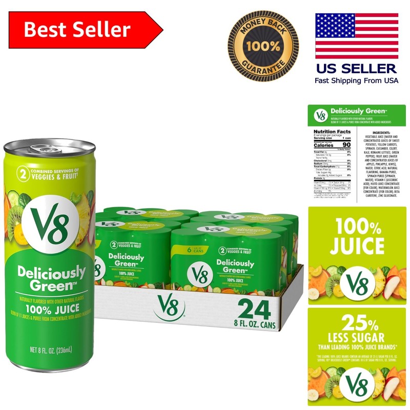 Convenient 24 Pack of 8 fl oz Deliciously Green Juice – Gluten-Free & Non-GMO