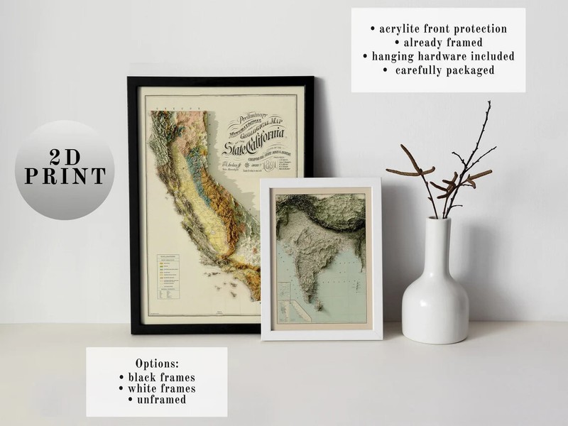 Bathymetric World Map, World 2D Relief Map, World Vintage Map - 2D Flat gallery