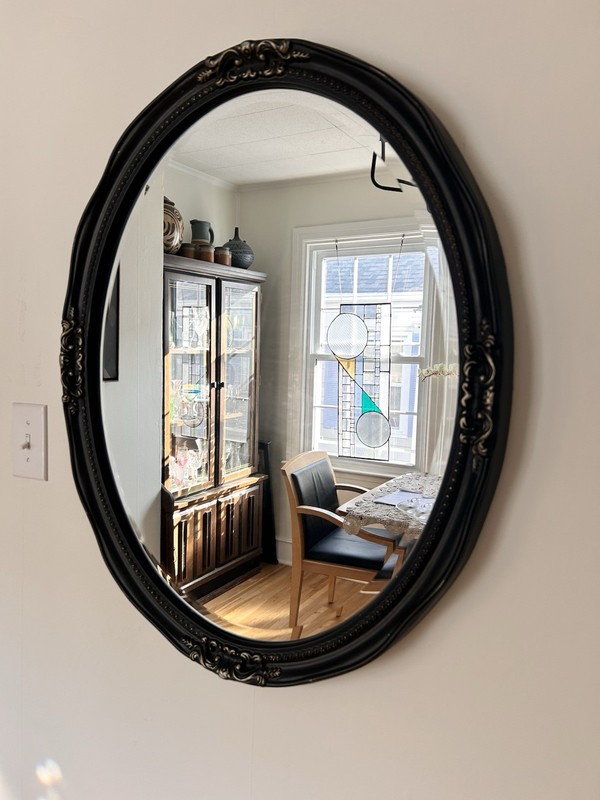 Jefferson Framed 32”x 25” Beveled Oval Mirror in Rubbed Bronze Finish – Replica