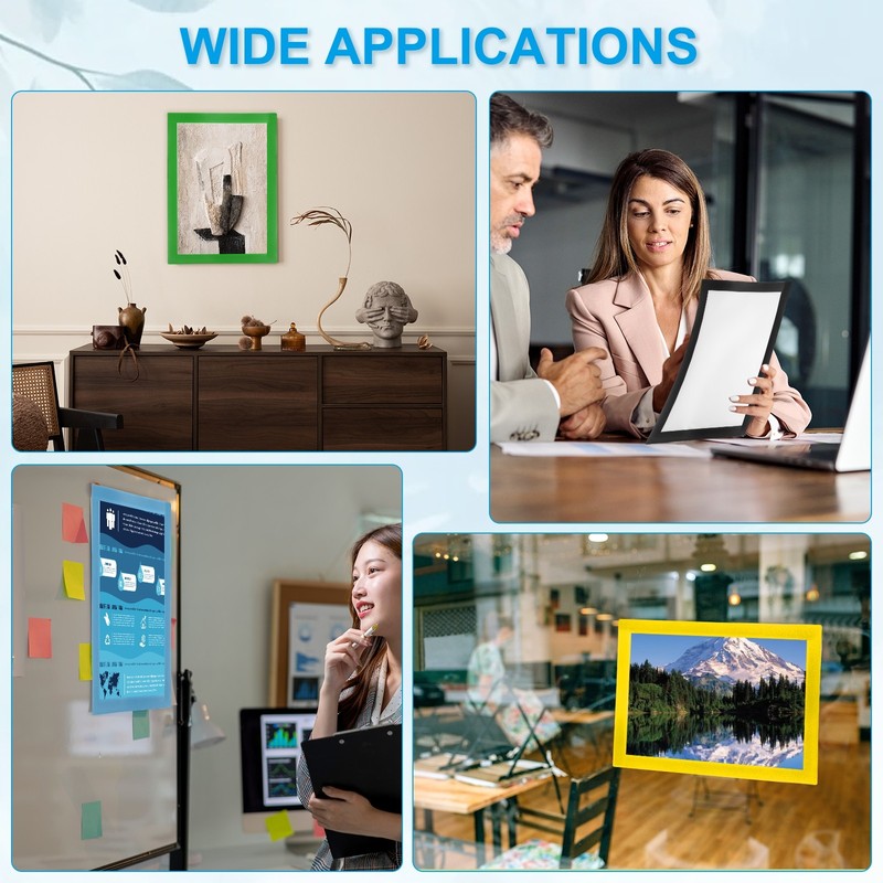 12Pcs 8.5x 11Inch Magnetic Sign Holder Self-Adhesive Border Wall Mount Dark Blue gallery