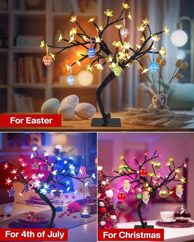 Smart RGB LED Cherry Blossom Tree Lamp, 16 Inch USB Lighted Bonsai for Desk, ... gallery