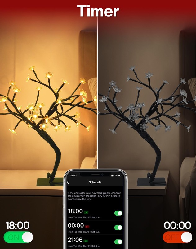 Smart RGB LED Cherry Blossom Tree Lamp, 16 Inch USB Lighted Bonsai for Desk, ... gallery