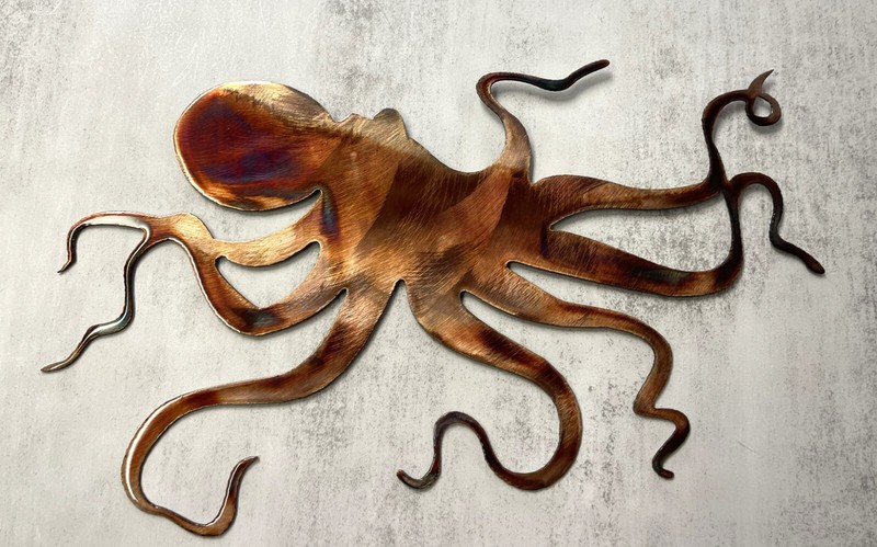 Ocean Octopus – Metal Wall Art -Copper and Bronzed Plated 20″