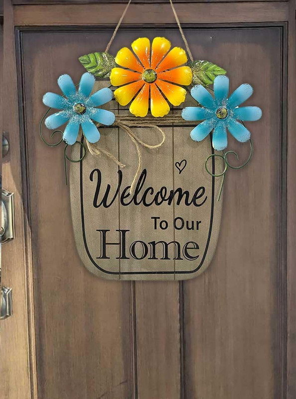 Hanging Welcome Sign for Front Door Sign Welcome to Our Home Front Door Wooden H gallery