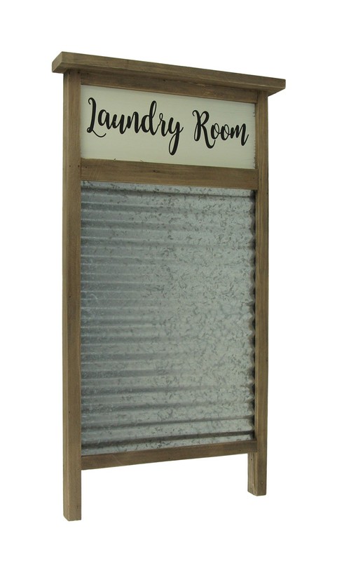 Scratch & Dent Wood and Metal Vintage Washboard Laundry Room Wall Hanging