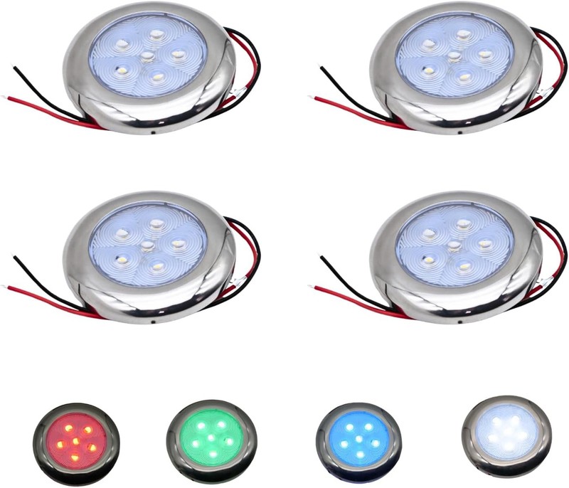 Marine Boat Courtesy Lights, 3 Inch RGBW LED Cabin Light, IP67 Waterproof Stainl