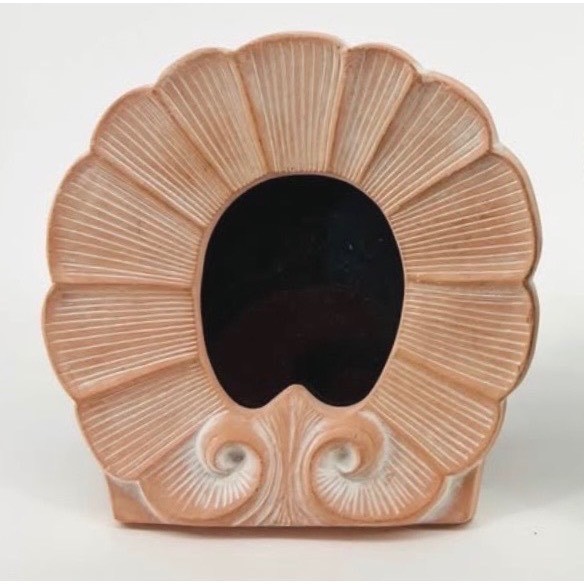 Sea Shell Picture Frame Small Terracotta Clay 1980s Vintage Coastal Decor