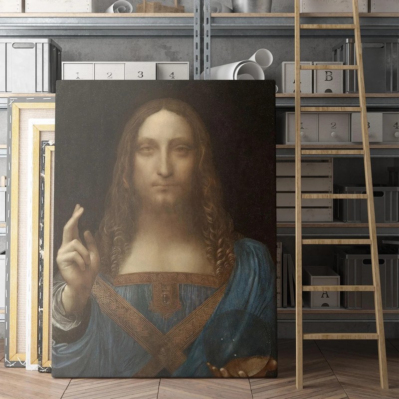 Salvator Mundi Jesus by Leonardo Da Vinci Christian Canvas Print Wall Art gallery