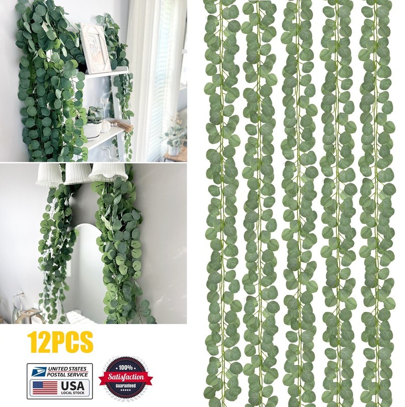 12x Artificial Eucalyptus Leaves Greenery Garland for Wedding Party Table Decor