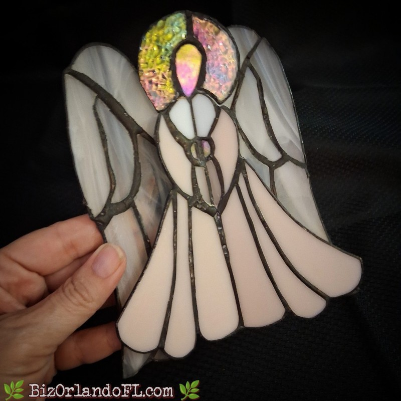 VINTAGE: Handcrafted Stained Glass Angel Suncatcher Window Seasonal Home Decor