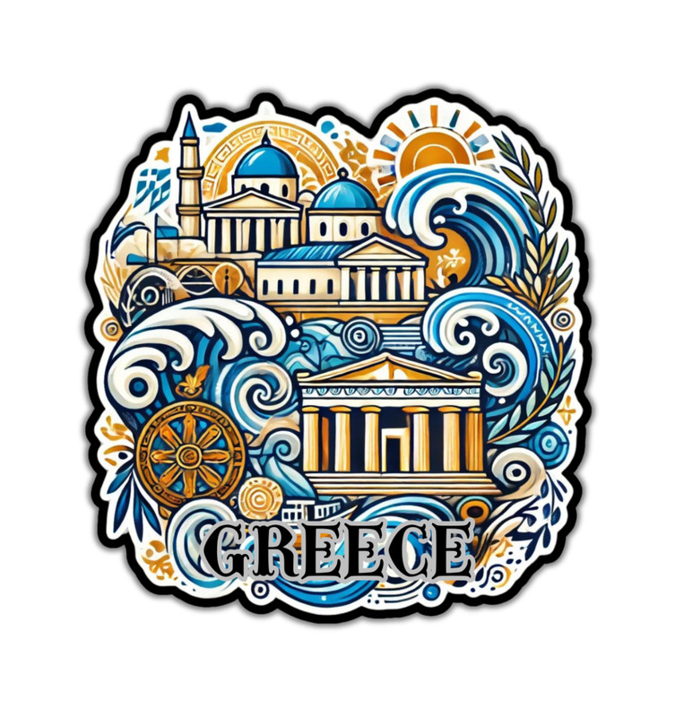 Greece Fridge Magnet or Laptop Sticker gallery