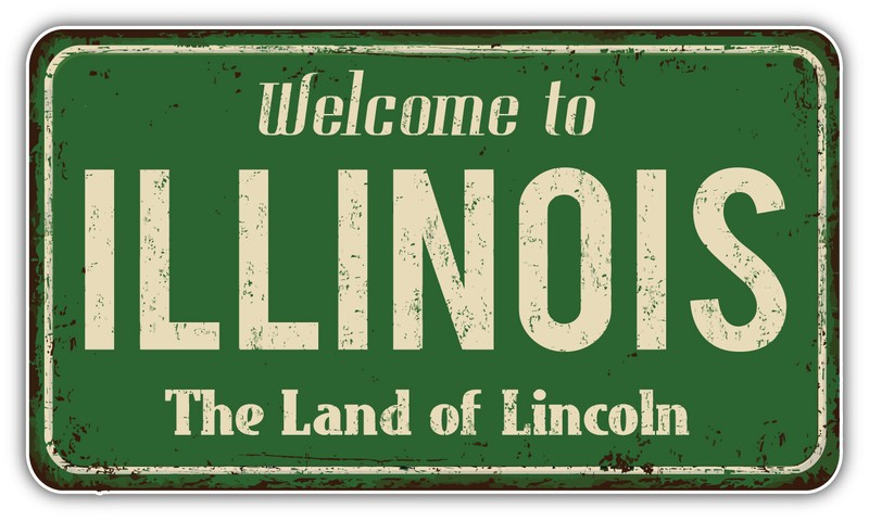 Illinois USA State Grunge Retro Emblem Car Bumper Sticker Decal ”SIZES”