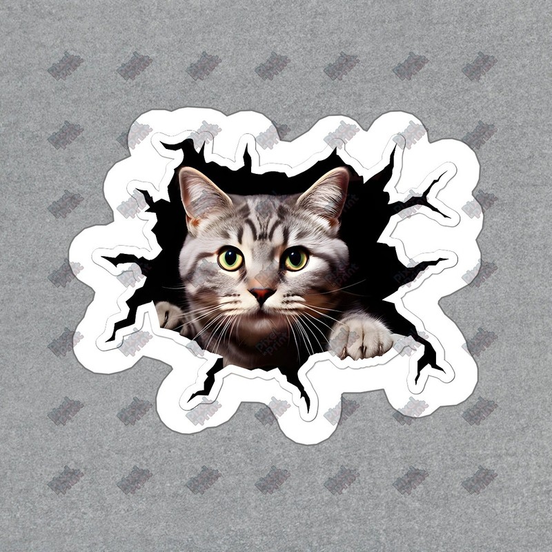 Cute Cat Vinyl Sticker 3D Hole Effect Decal for Cat Lovers Laptop, #202522