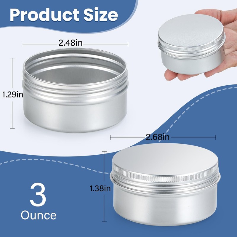 LIYAR 3oz Tins Aluminum Tin Can 10Pack Salve Tins, 3 oz 10 Pack, Silver gallery
