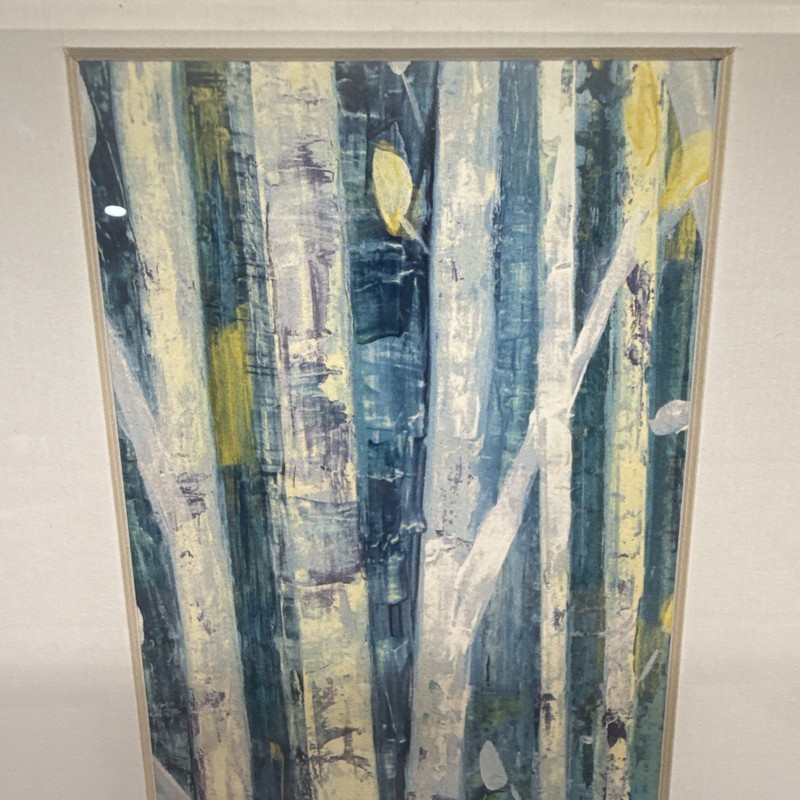 Blue Green Birch Tree Wall Art Julia Purinton Birches In Spring Panel 1 Framed gallery