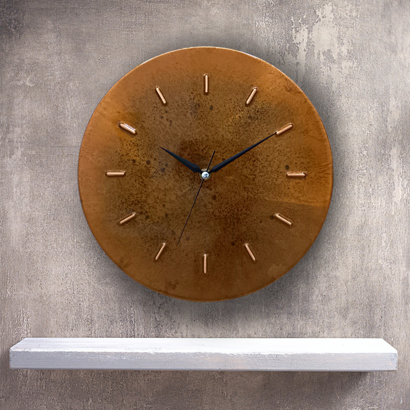Handmade Rusty Patina Copper Wall Clock Farmhouse Mid Century Modern Wall Decor gallery