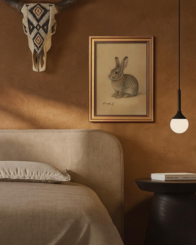 Vintage Gold Framed Canvas Wall Art Rabbit Artwork, Easter Bunny 12x16 Inch A... gallery