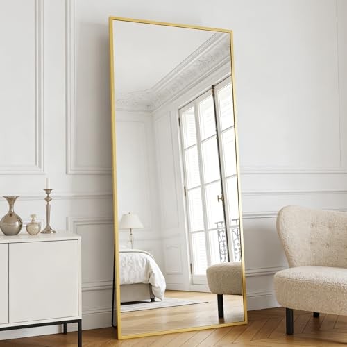 Gold Mirror Full Length, 65″x24″ Floor Mirror with Stand, 65″L x 24″W Gold-rect