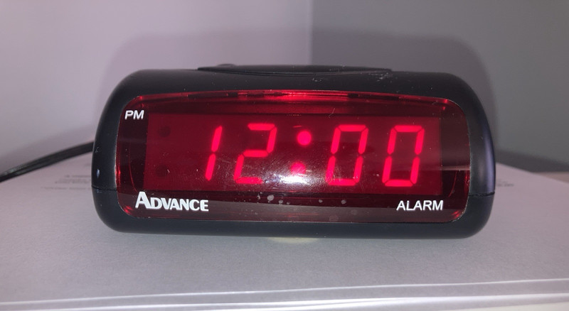 Vintage Advance Digital Alarm Clock Black Red LED Display Battery Backup Retro
