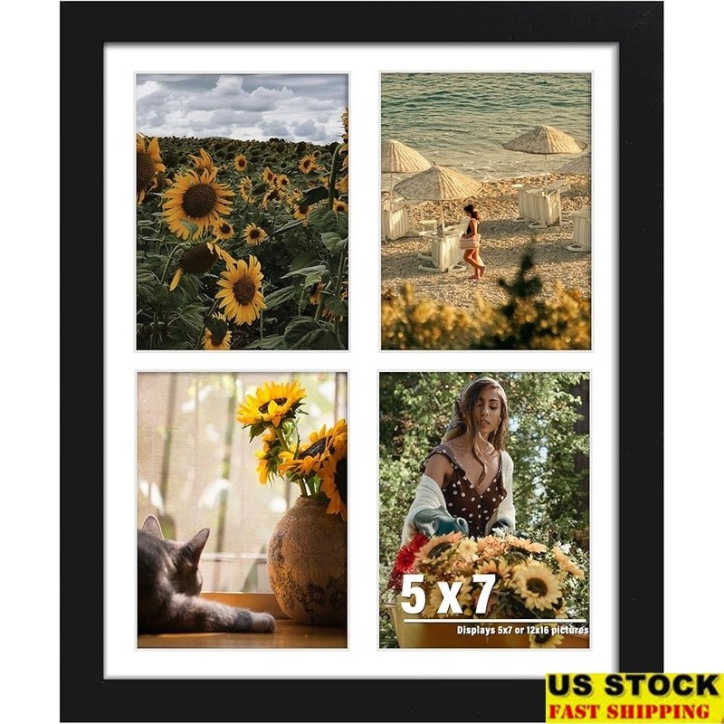 12×16 Collage Picture Frame Easy Install Display 4 Photos Wall Mount Modern دفتر