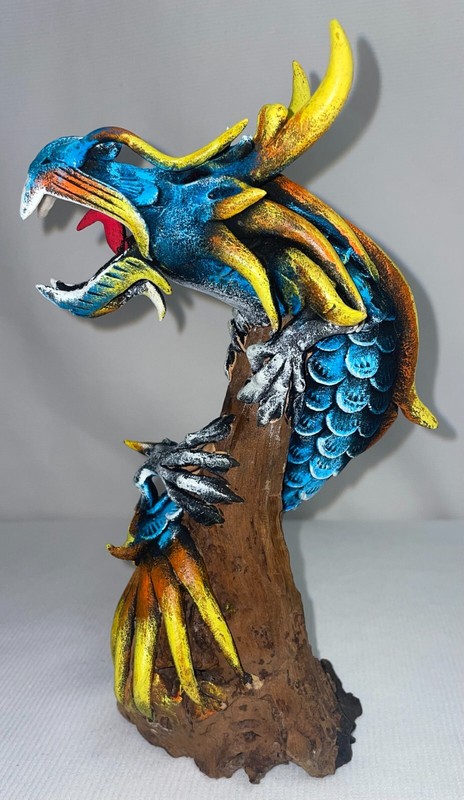 Teakwood Sculpture Dragon Reclaimed Driftwood Teakroot 9 1/2 Inches High