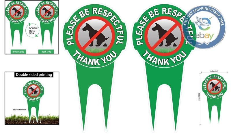 Dog Poop Prevention Sign - 12" x 6" Double Sided, Easy Install for Lawns gallery
