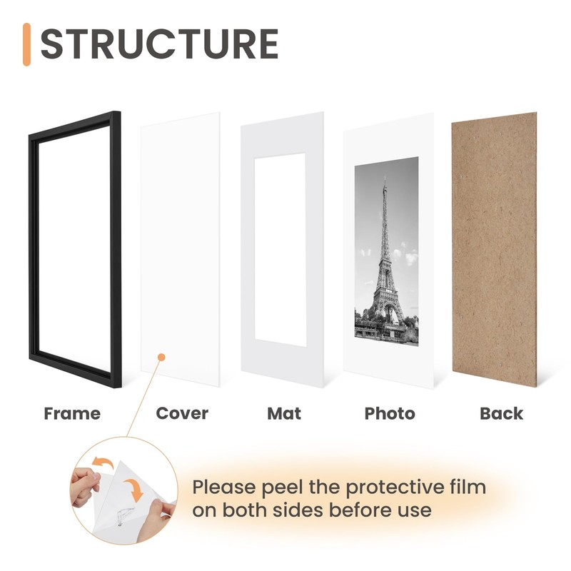 Set of 5 8x12 Picture Frame Display Pictures 6x8 with Mat or 8 x 12 Without gallery