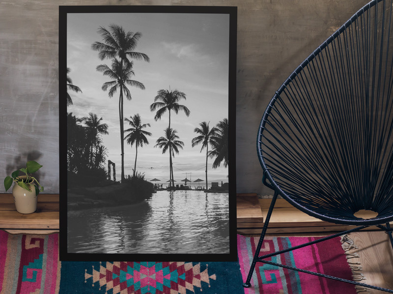 40*50cm, Black and White Palm trees poster prints