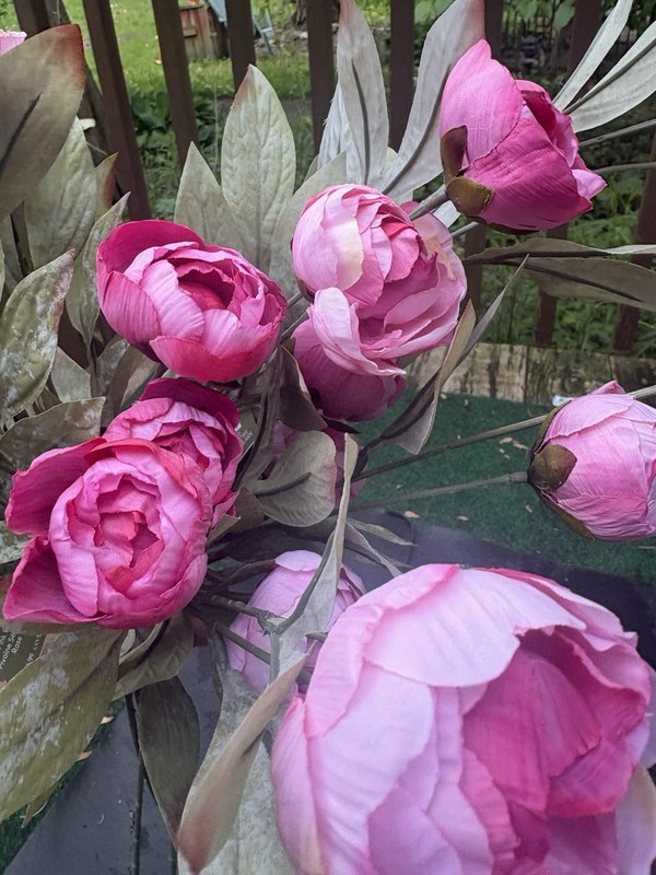 Lot of 6 Dried Pink Peony Stem by Ashland Michaels Faux Floral 27” New gallery