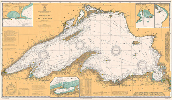 Lake Superior – 1909 – Nautical Chart Map Poster