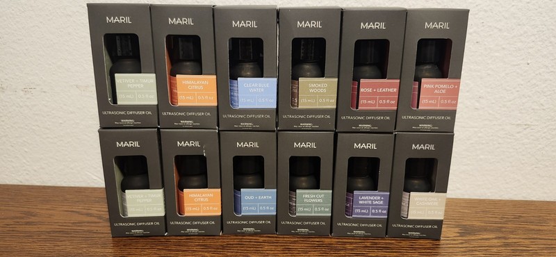 12 New Demdaco Maril Fragrance .5 Fl Oz Glass Essential Oils Lot Of 12 Sealed