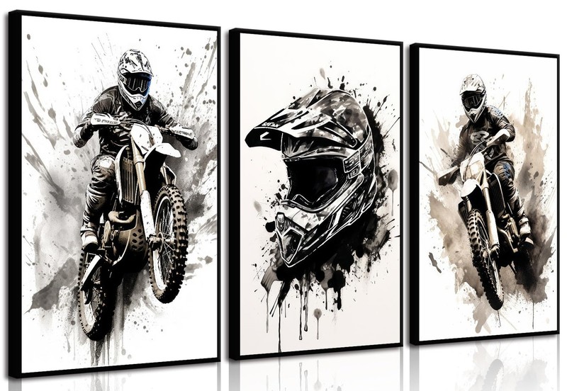 Motorbike Trendy Wall Art Black and White Motorcycle Canvas Poster Prints Art...