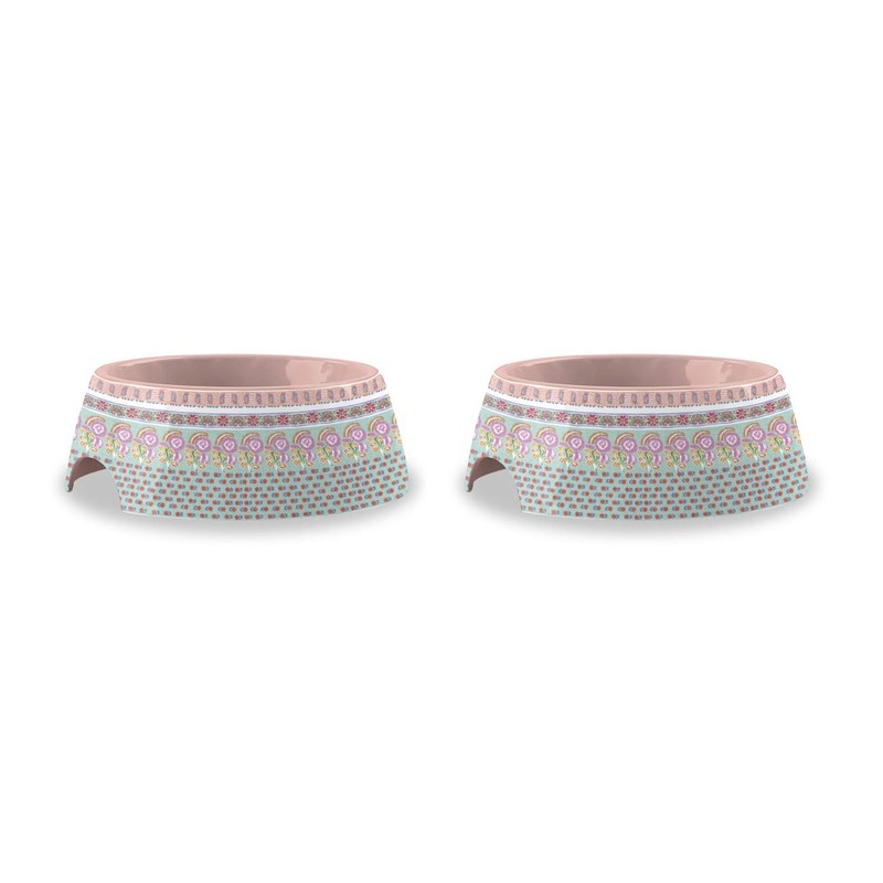TarHong Flower Fields Pet Bowl, Extra Small, Pink, 5.3″ x 1.9″, 1 Cup, Melami…