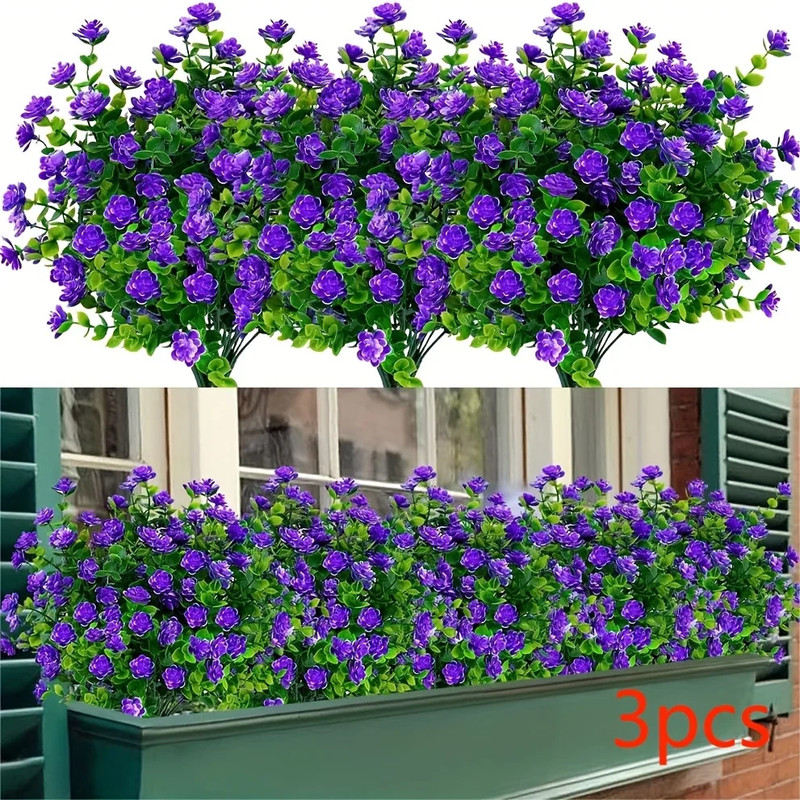 3/8Pcs Artificial Flowers for Home and Garden Decor - Realistic Simulation Flora