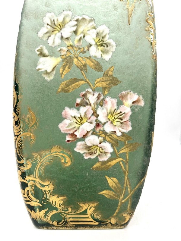Fine Legras Mont Joye French Art Nouveau Gilt Enamel Cameo Glass Vase Li G2U gallery