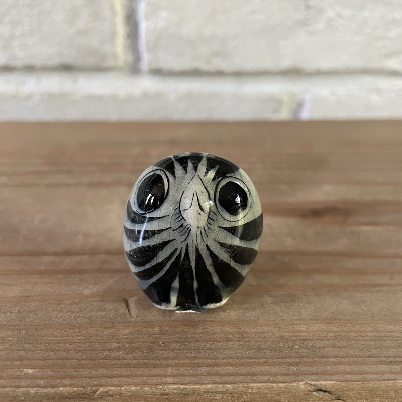 VTG Tiny Owl Figurine Miniature Tonala Mexican Flowered Back Pocket Friend