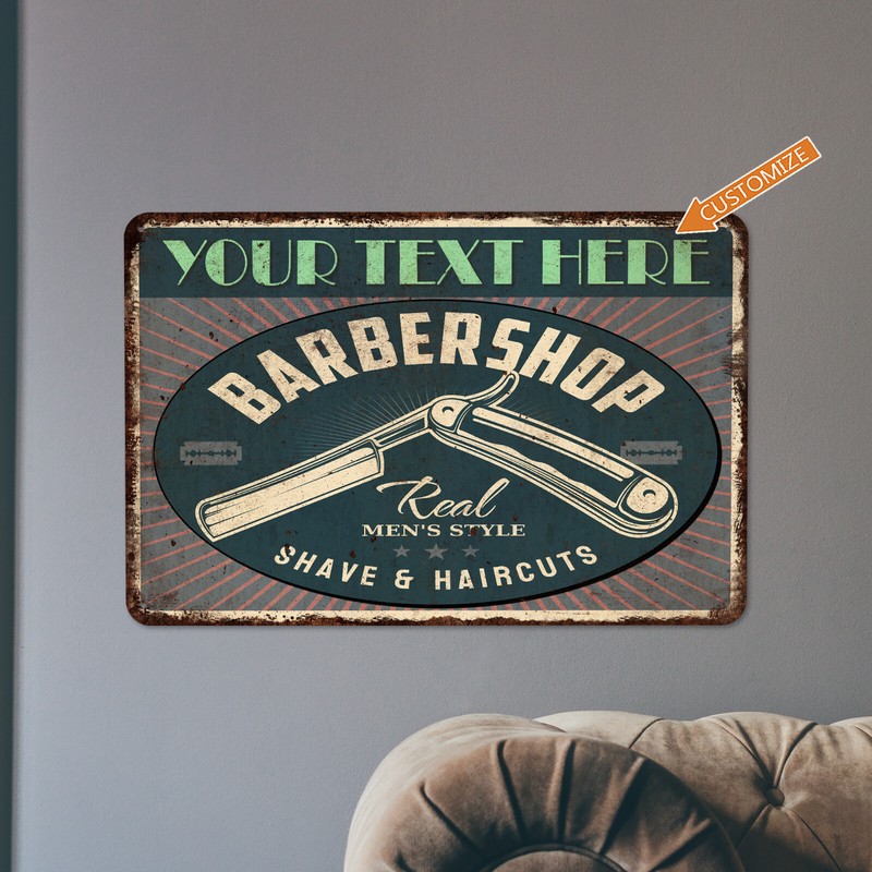 Custom Barber Shop Sign Razor Hairdresser Beauty Salon Haircut Fade 108122002049
