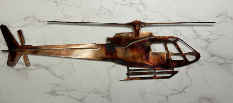 Astar Helicopter Metal Wall Art - Copper - 18 1/2" x 5 1/2" gallery
