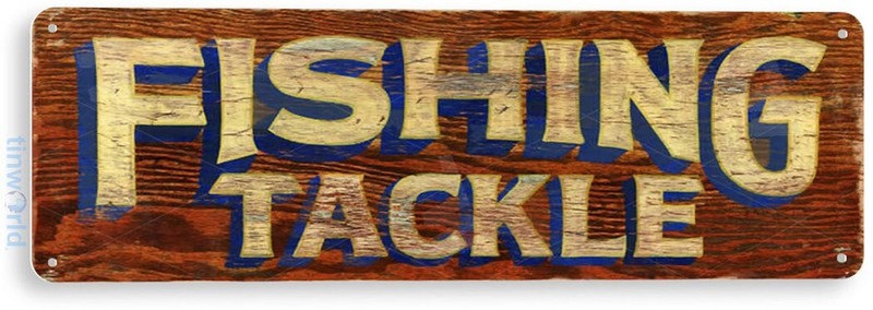TIN SIGN Fishing Tackle Metal Décor Art Store Fish Shop Cave A370