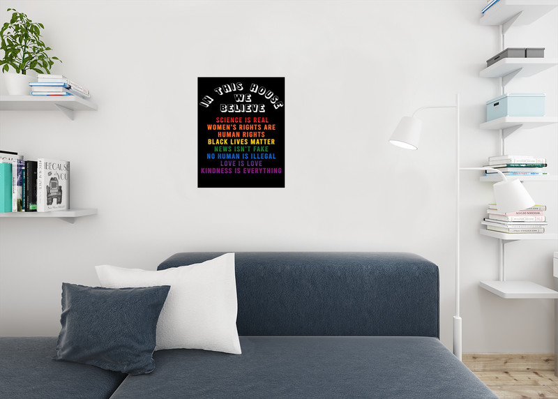 In This House We Believe Science Is Real Women's Rights Are Human Rights Black L gallery