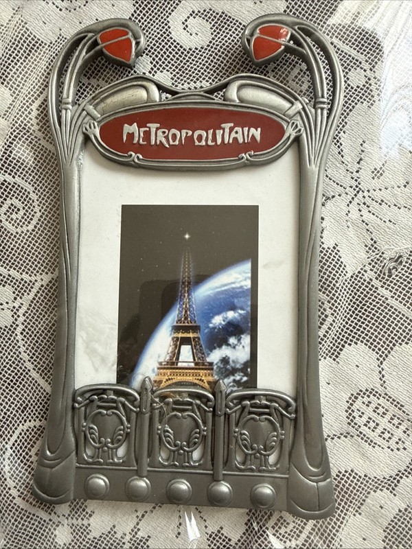 Art Nouveau Paris Métropolitain Pewter & Red Enamel 4×6 Photo Frame