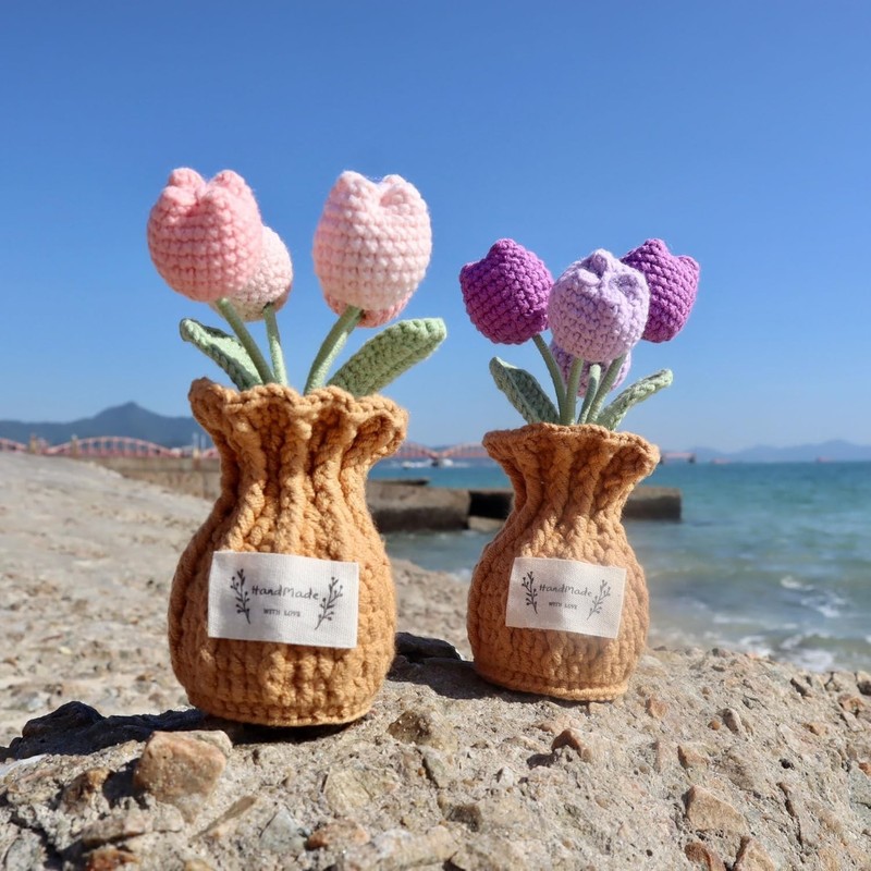 Soft Pink Crochet Tulip Plant - Ideal Gift for Birthdays and Mother's Day gallery