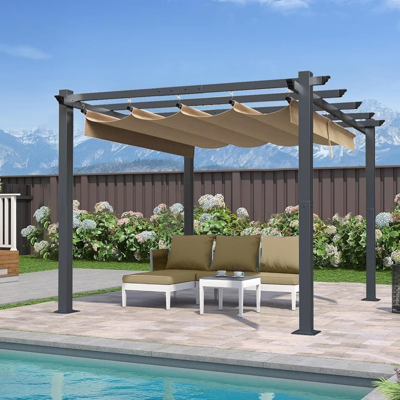 Beige Ripstop Replacement Cover Fit for Home Depot Hampton Bay Pergola , gallery