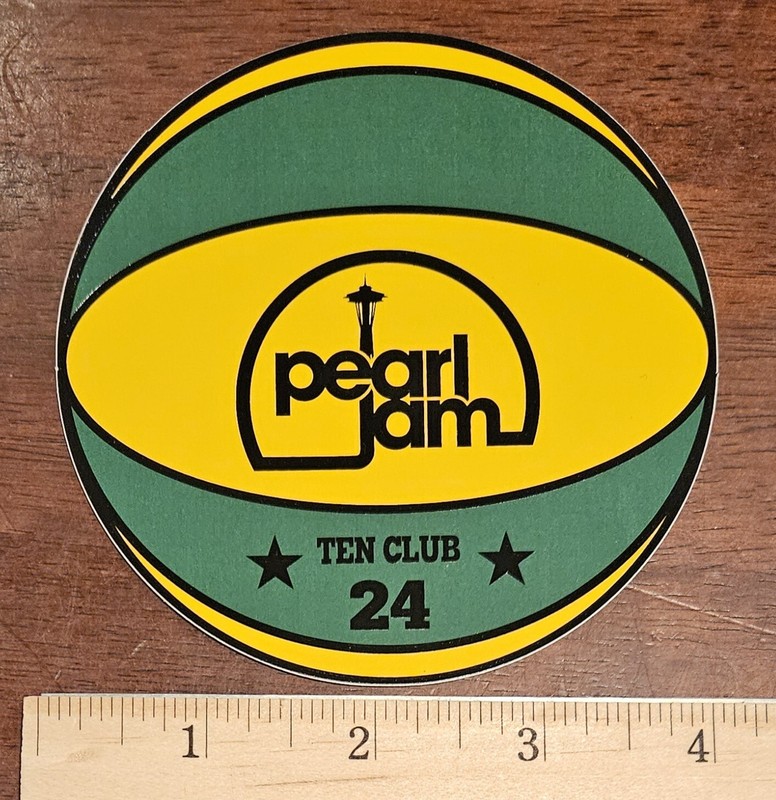 Pearl Jam Sticker Basketball Yellow/Green Official 10c Tenclub South America