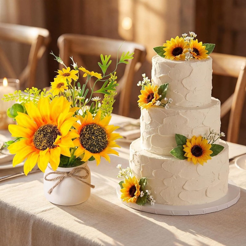 16 Pcs Sunflower Potted Plants Rustic Summer Spring Kitchen Wedding Table gallery